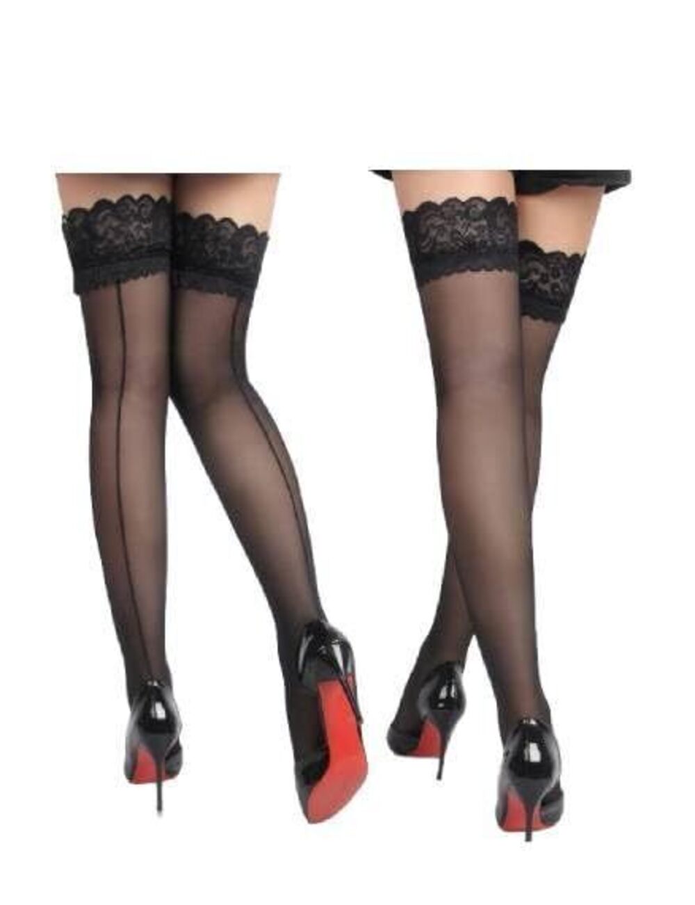2077 Black Sexy Plus Size Thigh High with Seam and Black Plus Size Sexy